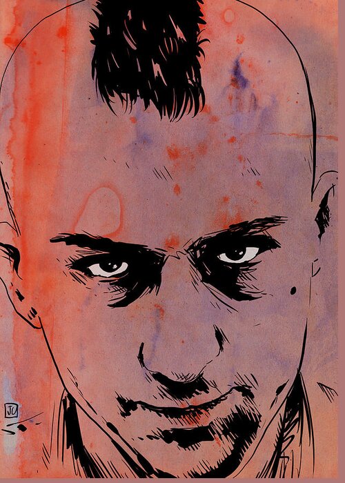 Taxi Driver Greeting Card featuring the drawing Travis Bickle Taxi Driver by Giuseppe Cristiano