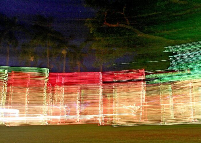 Palm Trees Greeting Card featuring the photograph Tree Lights 2 by Brian Lenz