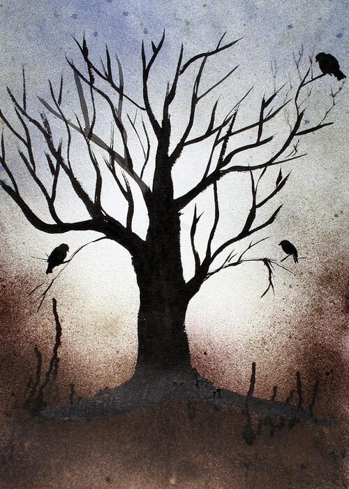 Trees Greeting Card featuring the painting Tree Shadows by Alma Yamazaki