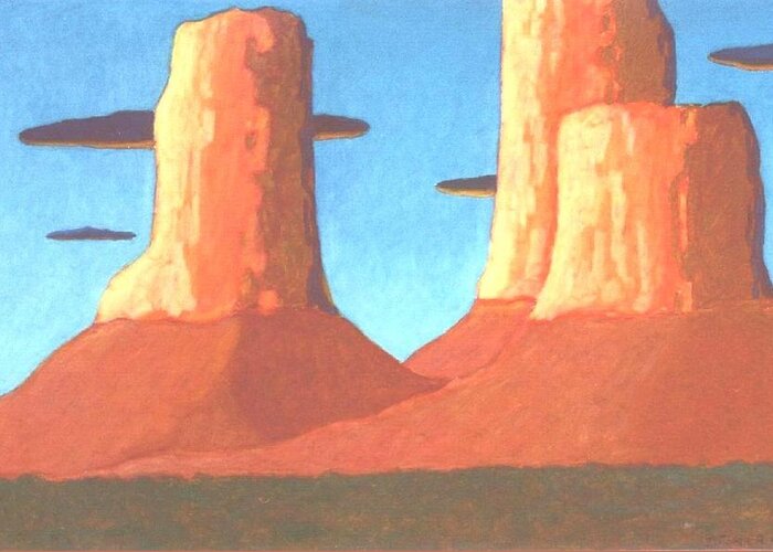 Southwestern Landscape Genre Greeting Card featuring the pastel Tres Amigos by John Turner