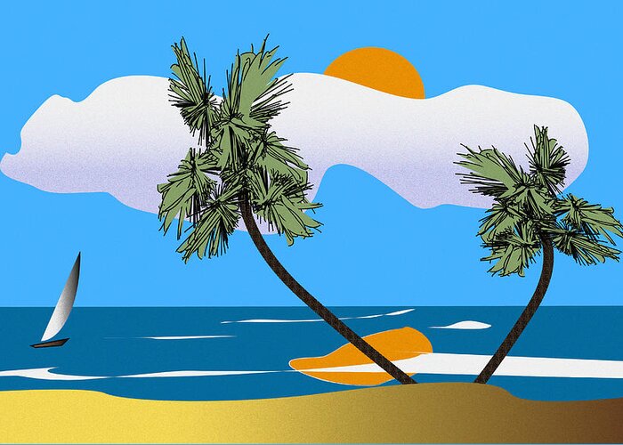 Beaches Greeting Card featuring the digital art Tropical Outlook by Richard Rizzo