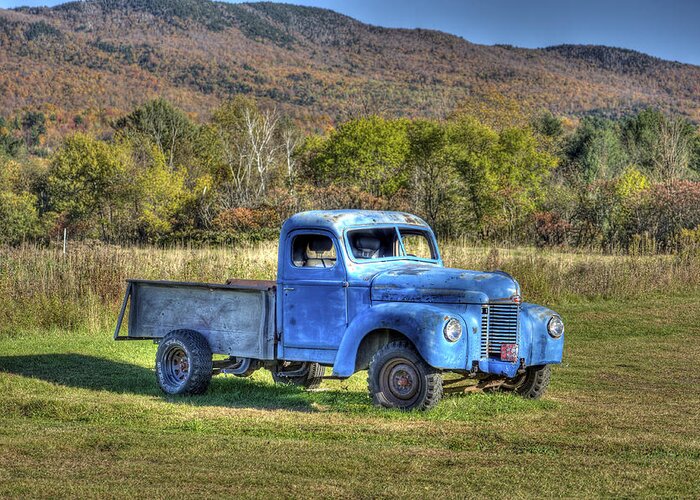 Vermont Photographs Greeting Card featuring the photograph Truck in a Field by Dennis Clark