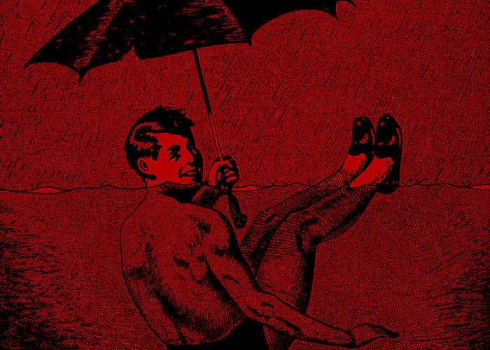 Umbrella Greeting Card featuring the painting Umbrella Red by Steve Fields