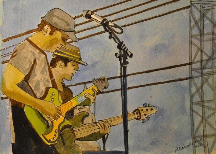 Umphrey's Mcgee Greeting Card featuring the painting Umphreys Mcgee at the Stone Pony by Patricia Arroyo