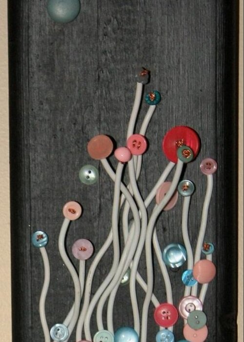 Buttons Greeting Card featuring the mixed media Under a Blue Moon by Ellery Russell
