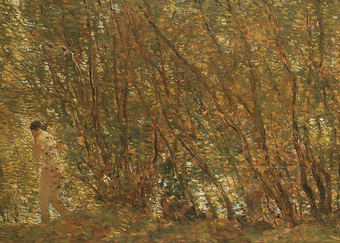 Under The Alders Greeting Card featuring the painting Under the Alders by Childe Hassam