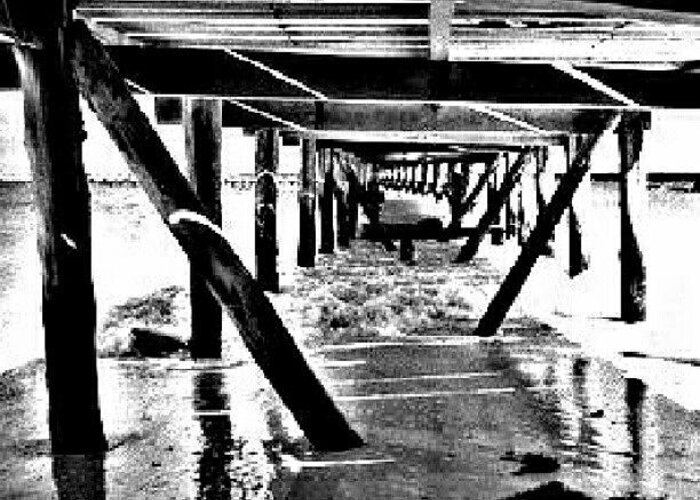 Androidcommunity Greeting Card featuring the photograph Under The Pier/boardwalk. #bw by Mary Carter