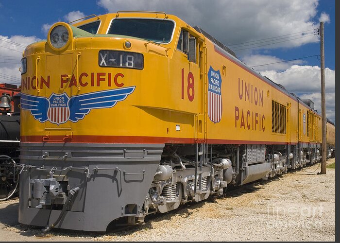 Union Pacific Greeting Card featuring the photograph UP Turbine X-18 by Tim Mulina