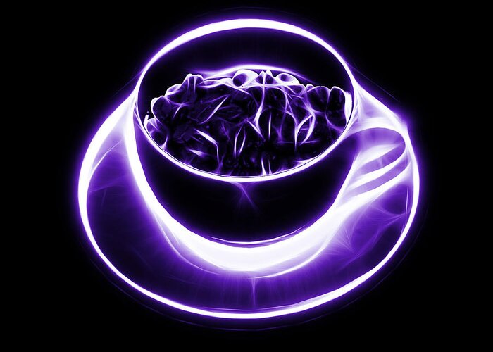 Coffee Greeting Card featuring the digital art V2-BB-Electrifyin The Coffee Bean-Violet by James Ahn