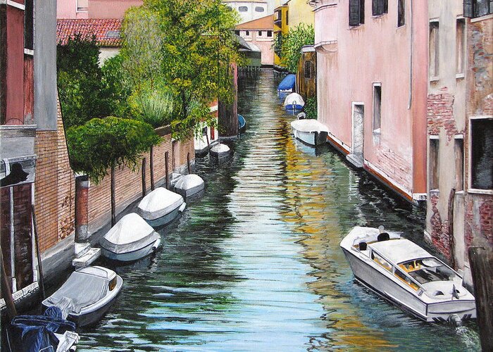 Greeting Card featuring the painting Venice Canal by Stuart B Yaeger