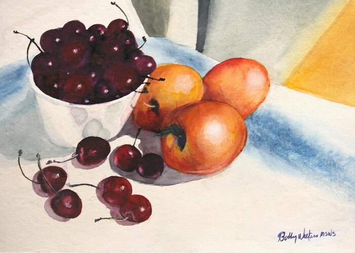 Cherry Greeting Card featuring the painting Very Cherry by Bobby Walters