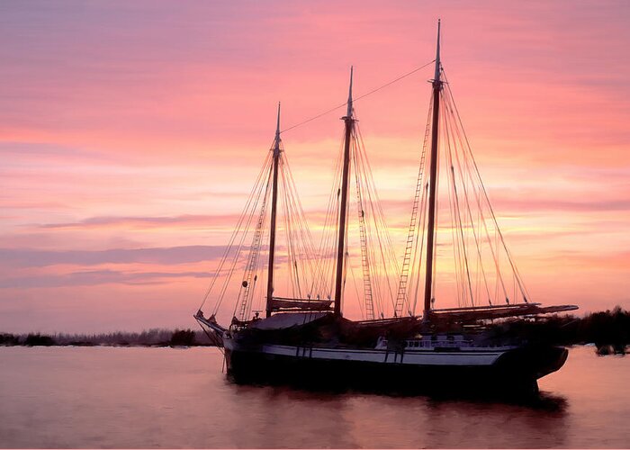 Windjammer Greeting Card featuring the photograph Victory Chimes Sunset by Fred LeBlanc