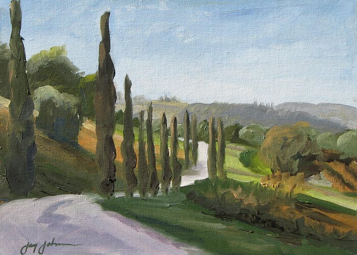 Landscape Greeting Card featuring the painting Casa Benne Villa Road by Jay Johnson