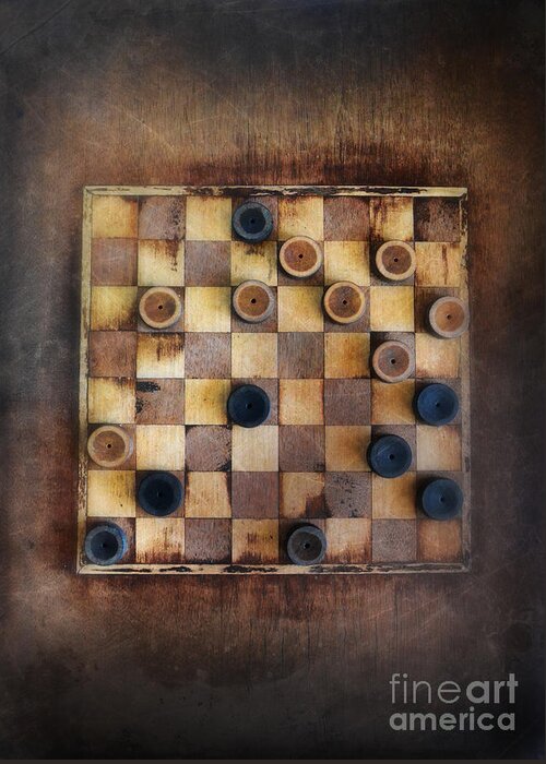 Checkers Greeting Card featuring the photograph Vintage Checkers Game by Jill Battaglia