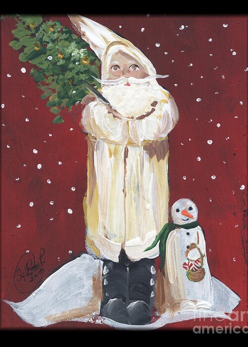 Vintage White Santa Claus Painting by Follow Themoonart