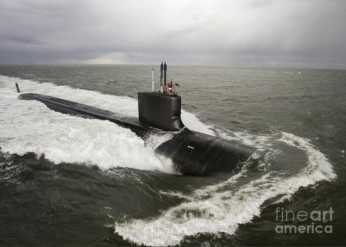 Submarine Greeting Card featuring the photograph Virginia-class Attack Submarine by Stocktrek Images
