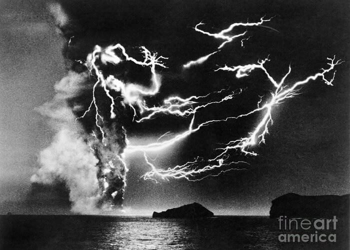 1966 Greeting Card featuring the photograph Volcanic Lightning, 1963 by Granger
