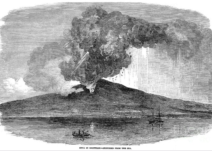 1852 Greeting Card featuring the photograph Volcano: Etna, 1852 by Granger