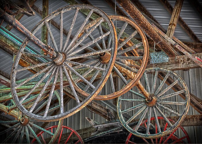Wheels Greeting Card featuring the photograph Wagon Wheels by Brian Mollenkopf
