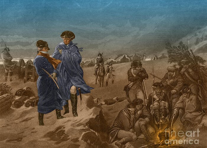 American History Greeting Card featuring the photograph Washington And Lafayette At Valley Forge by Photo Researchers