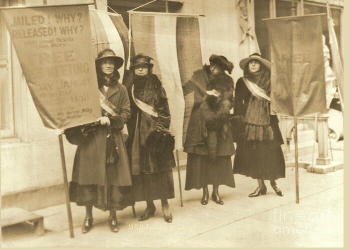 Washington Suffragettes Picketing In New York City Greeting Card featuring the photograph Washington Suffragettes Picketing in New York City by Padre Art