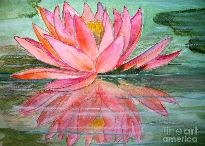 Waterlily Greeting Card featuring the painting Water lily by Carol Grimes