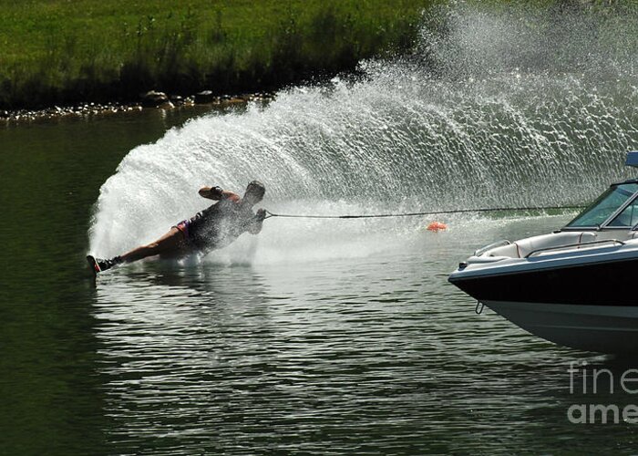 Water Skiing Greeting Card featuring the photograph Water Skiing Magic of Water 25 by Bob Christopher