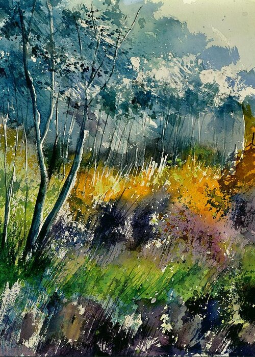 Landscape Greeting Card featuring the painting Watercolor 216050 by Pol Ledent