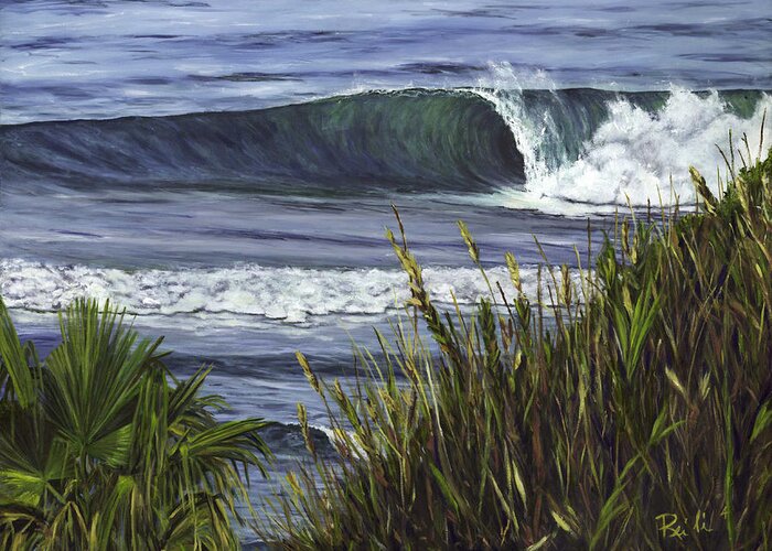 Wave 4 Greeting Card featuring the painting Wave 4 by Lisa Reinhardt