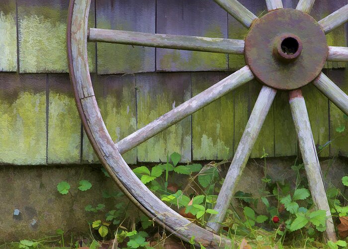 Artistic Greeting Card featuring the photograph Weathered Wood Wagon II Wheel by David Letts