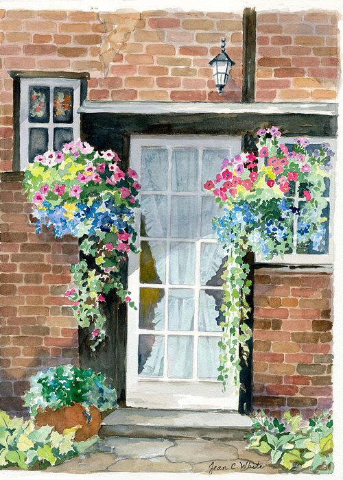 England Greeting Card featuring the painting Welcoming Doorway in England by Jean Walker White