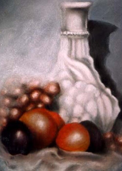 Pasatel Still Life Greeting Card featuring the painting White Carafe by Jordana Sands