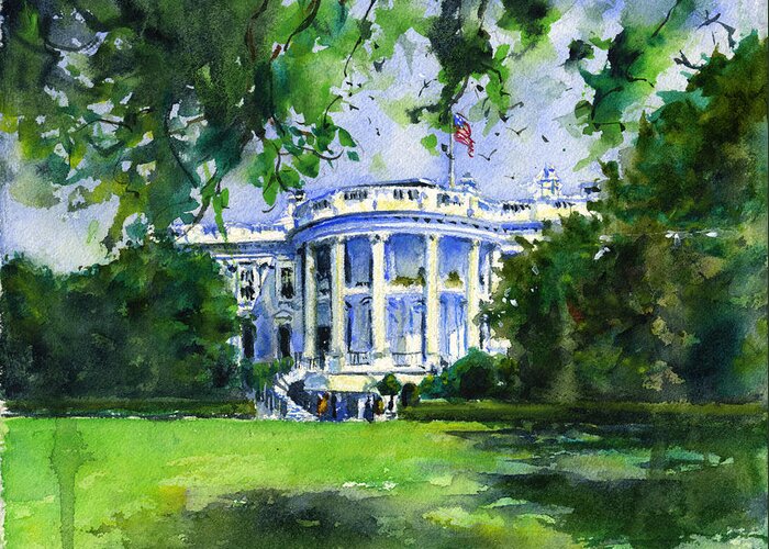 White House Greeting Card featuring the painting White House by John D Benson