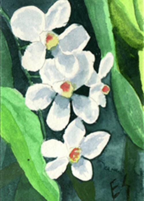 Orchids Greeting Card featuring the painting White Orchids by Eric Samuelson