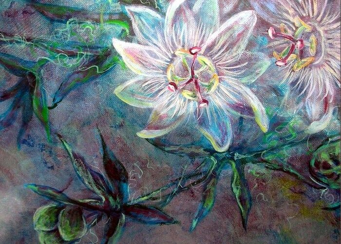 Floral Greeting Card featuring the painting White Passion by Ashley Kujan