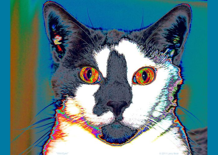 Wild Greeting Card featuring the digital art Wild Eyes by Larry Beat