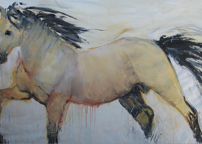 Wild Horses Greeting Card featuring the painting Wild Horse 1 2012 by Elizabeth Parashis