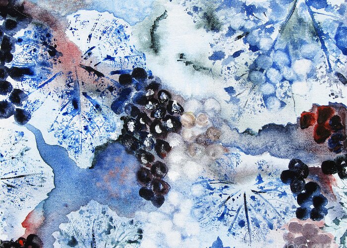 Winter Greeting Card featuring the painting Winter Grapes III by Karen Fleschler