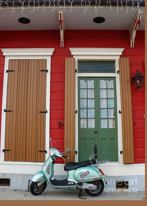 New Orleans Greeting Card featuring the photograph WWOZ Vespa by Jeanne Woods