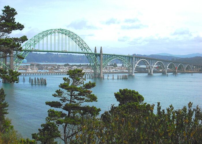 Yaquina Bay Greeting Card featuring the photograph Yaquina Bay Bridge Newport by Kelly Manning