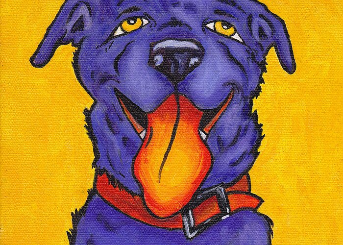 Dog Greeting Card featuring the painting Yellow Dog by Robin Wiesneth