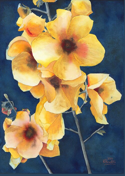 Yellow Greeting Card featuring the painting Yellow Flowers by Ken Powers