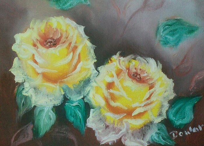 Yellow Roses Greeting Card featuring the painting Yellow Roses by Raymond Doward