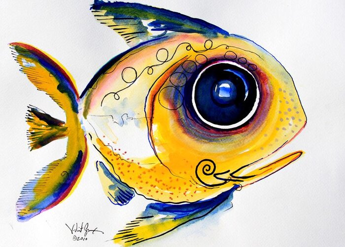 Fish Greeting Card featuring the painting Yellow Study Fish by J Vincent Scarpace