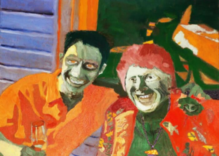 Laughter Greeting Card featuring the painting Youth and Beauty Share a Laugh by Brent Harris