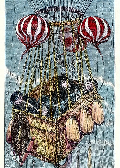 Zenith Greeting Card featuring the photograph Zenith Balloon Ascent, 1875 by Detlev Van Ravenswaay