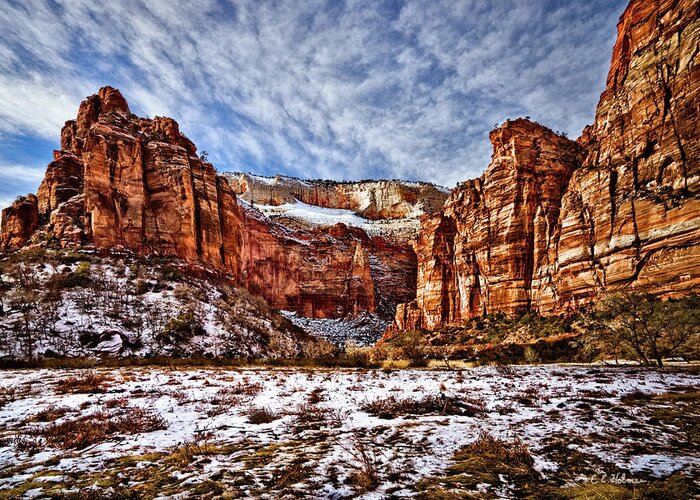 Mountain Greeting Card featuring the photograph Zion Canyon In Utah by Christopher Holmes