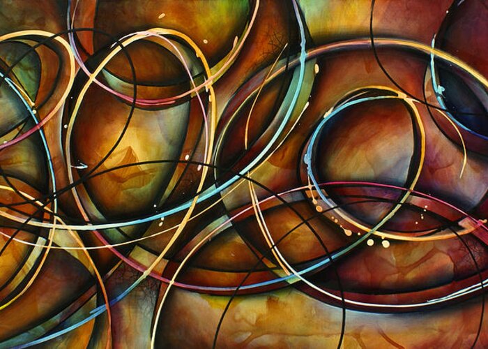 Abstract Greeting Card featuring the painting ' Dizzy ' by Michael Lang