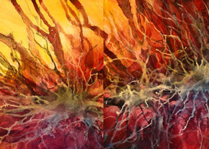 Abstract Greeting Card featuring the painting ' Gazing into Creation ' by Michael Lang
