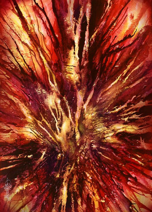 Abstract Greeting Card featuring the painting ' Inferno' by Michael Lang
